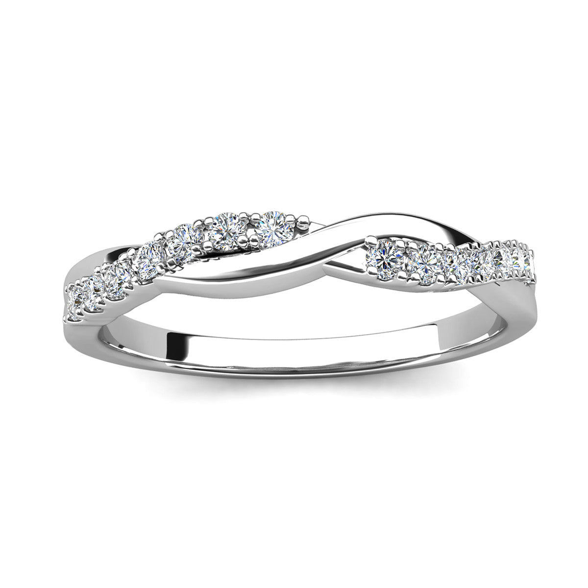 Moissanite by Cate & Chloe Avery 0.21tcw Round Cut 925 Sterling Silver 18k White Gold Plated Wedding Band