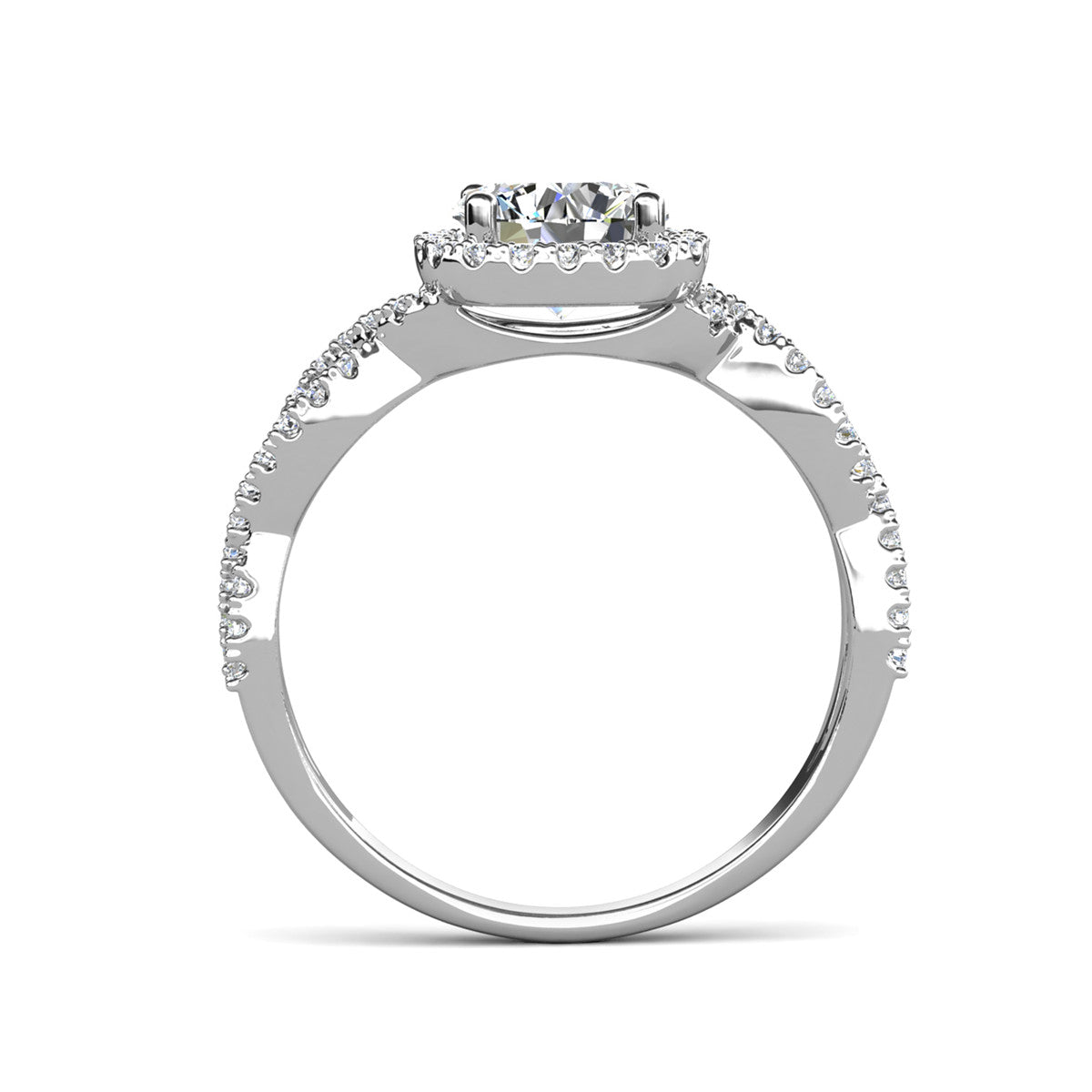 Moissanite by Cate & Chloe Octavia 1.15ctw Round Cut 925 Sterling Silver 18k White Gold Plated Forever Engagement Ring