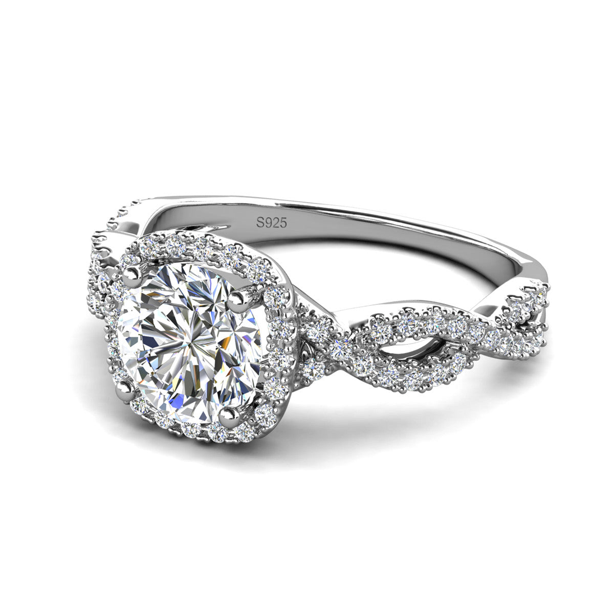 Moissanite by Cate & Chloe Octavia 1.15ctw Round Cut 925 Sterling Silver 18k White Gold Plated Forever Engagement Ring