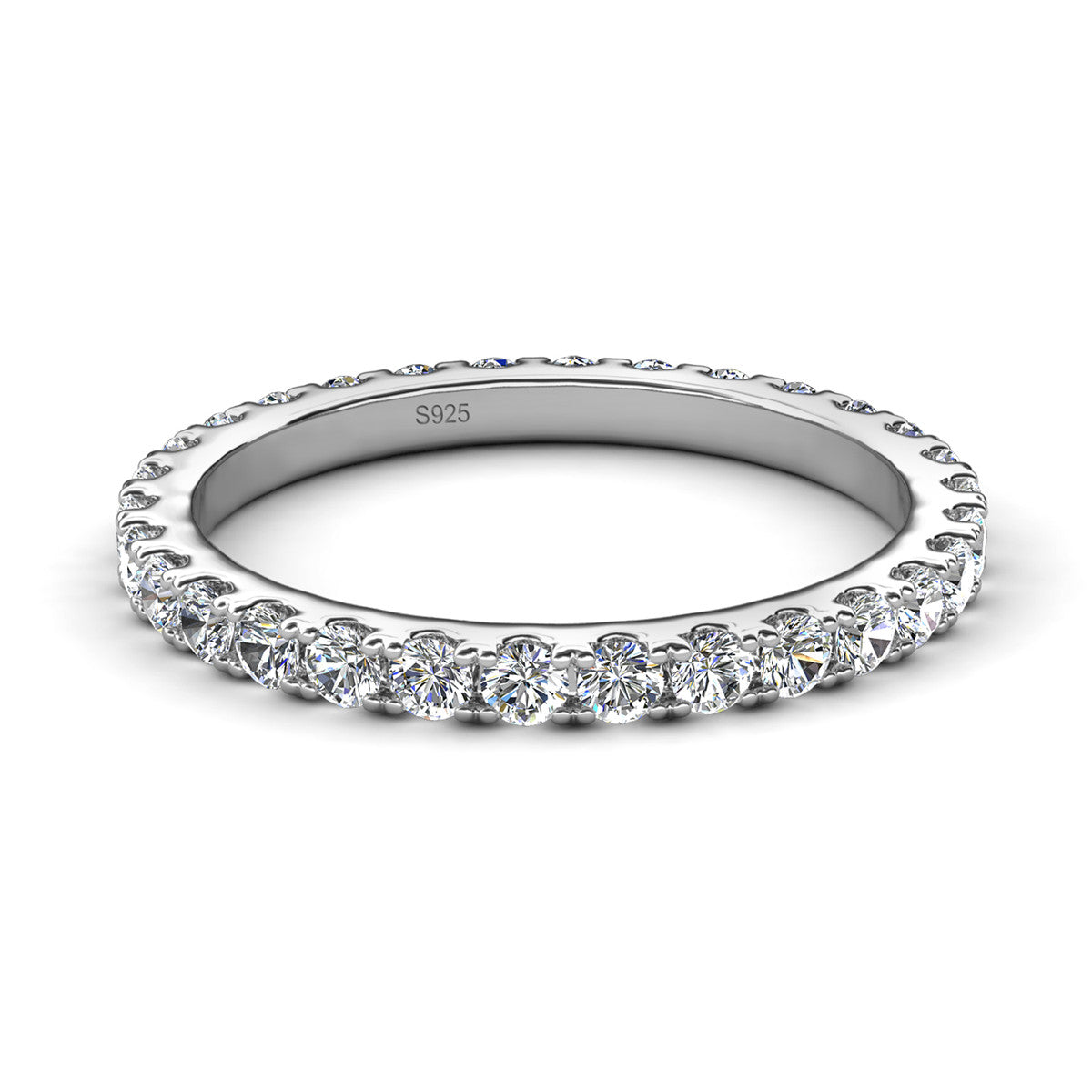Moissanite by Cate & Chloe Sadie 0.9tcw Round Cut 925 Sterling Silver 18k White Gold Plated Wedding Band