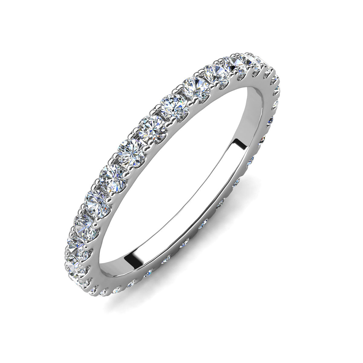 Moissanite by Cate & Chloe Sadie 0.9tcw Round Cut 925 Sterling Silver 18k White Gold Plated Wedding Band