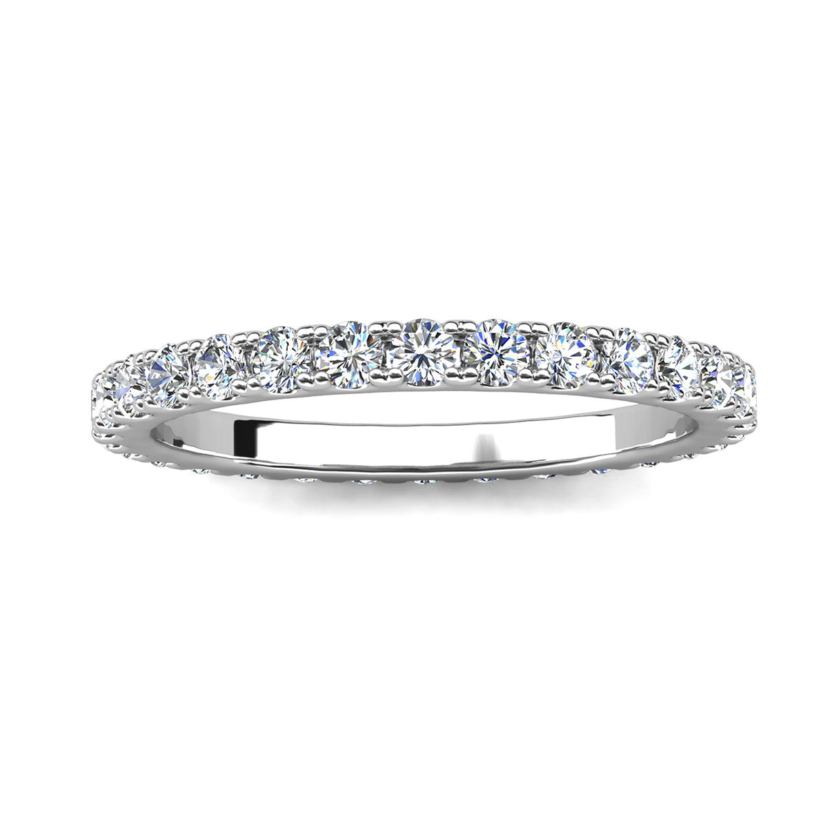Moissanite by Cate & Chloe Sadie 0.9tcw Round Cut 925 Sterling Silver 18k White Gold Plated Wedding Band