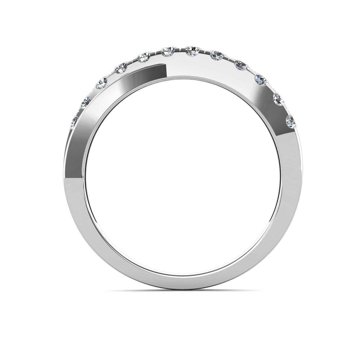 Moissanite by Cate & Chloe Emerson 0.36tcw Round Cut 925 Sterling Silver 18k White Gold Plated Wedding Band