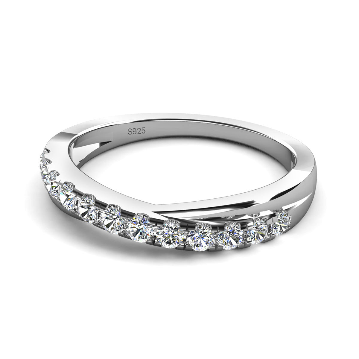 Moissanite by Cate & Chloe Emerson 0.36tcw Round Cut 925 Sterling Silver 18k White Gold Plated Wedding Band