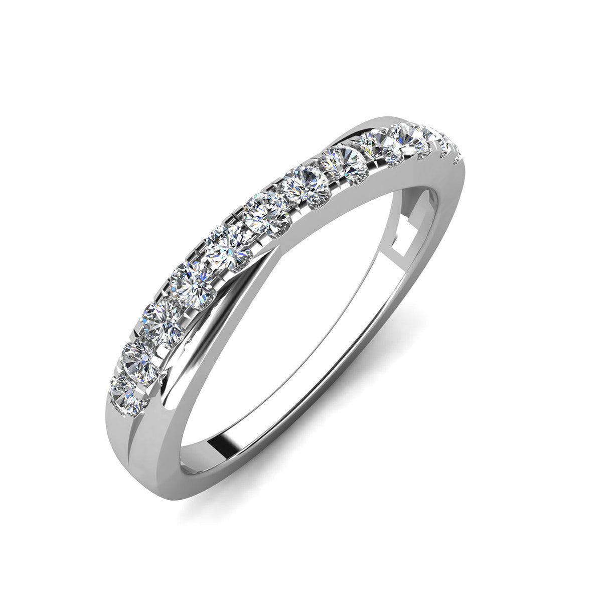 Moissanite by Cate & Chloe Emerson 0.36tcw Round Cut 925 Sterling Silver 18k White Gold Plated Wedding Band