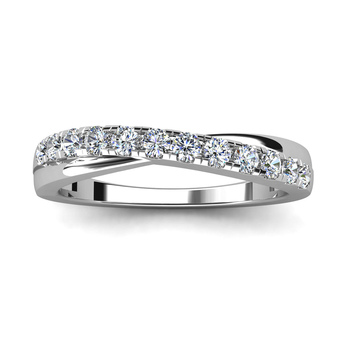 Moissanite by Cate & Chloe Emerson 0.36tcw Round Cut 925 Sterling Silver 18k White Gold Plated Wedding Band