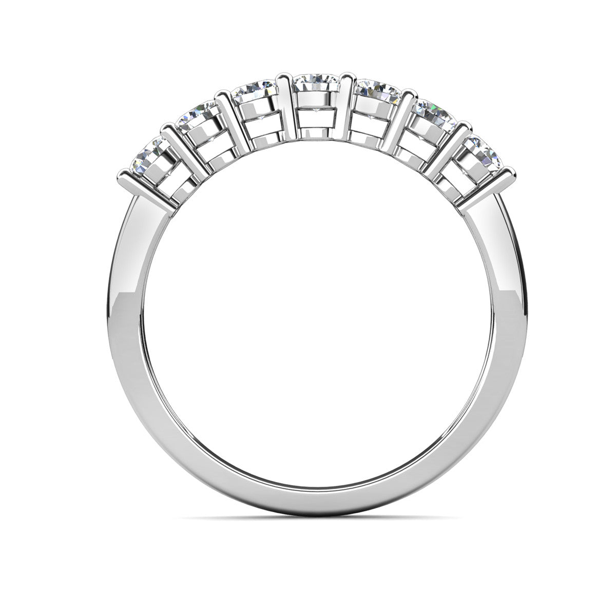 Moissanite by Cate & Chloe Josephine 0.77tcw Round Cut 925 Sterling Silver 18k White Gold Plated Wedding Band