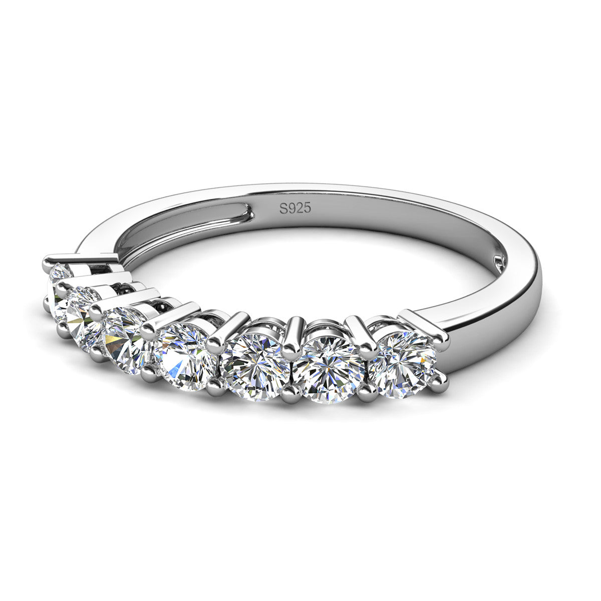 Moissanite by Cate & Chloe Josephine 0.77tcw Round Cut 925 Sterling Silver 18k White Gold Plated Wedding Band