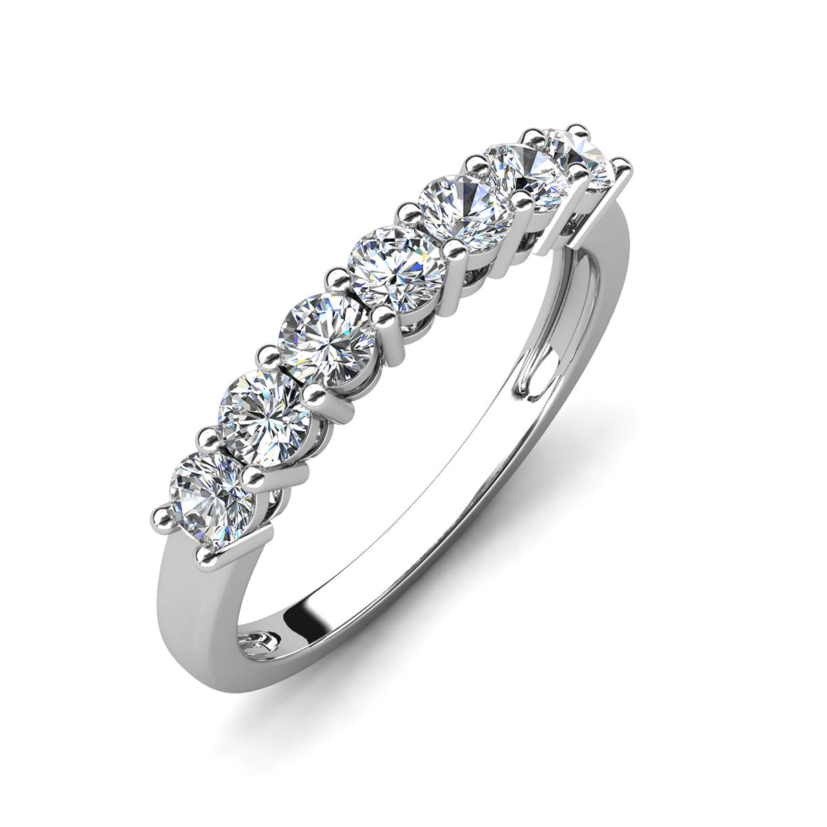 Moissanite by Cate & Chloe Josephine 0.77tcw Round Cut 925 Sterling Silver 18k White Gold Plated Wedding Band