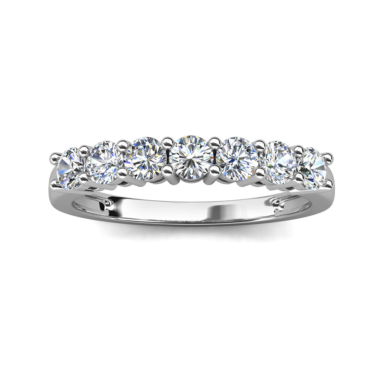 Moissanite by Cate & Chloe Josephine 0.77tcw Round Cut 925 Sterling Silver 18k White Gold Plated Wedding Band