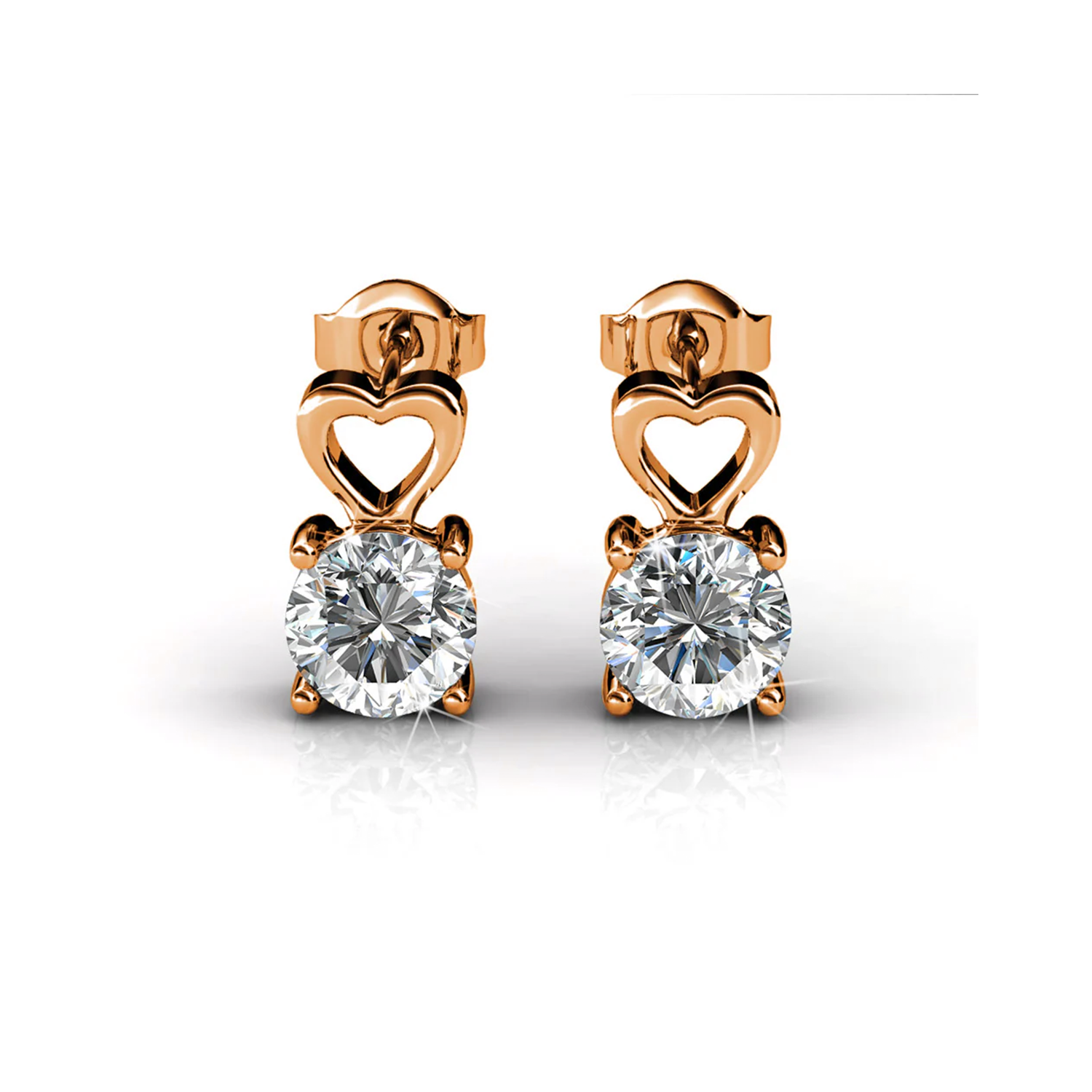 Marian 18k White Gold Heart Earrings with Round Cut Swarovski Crystal