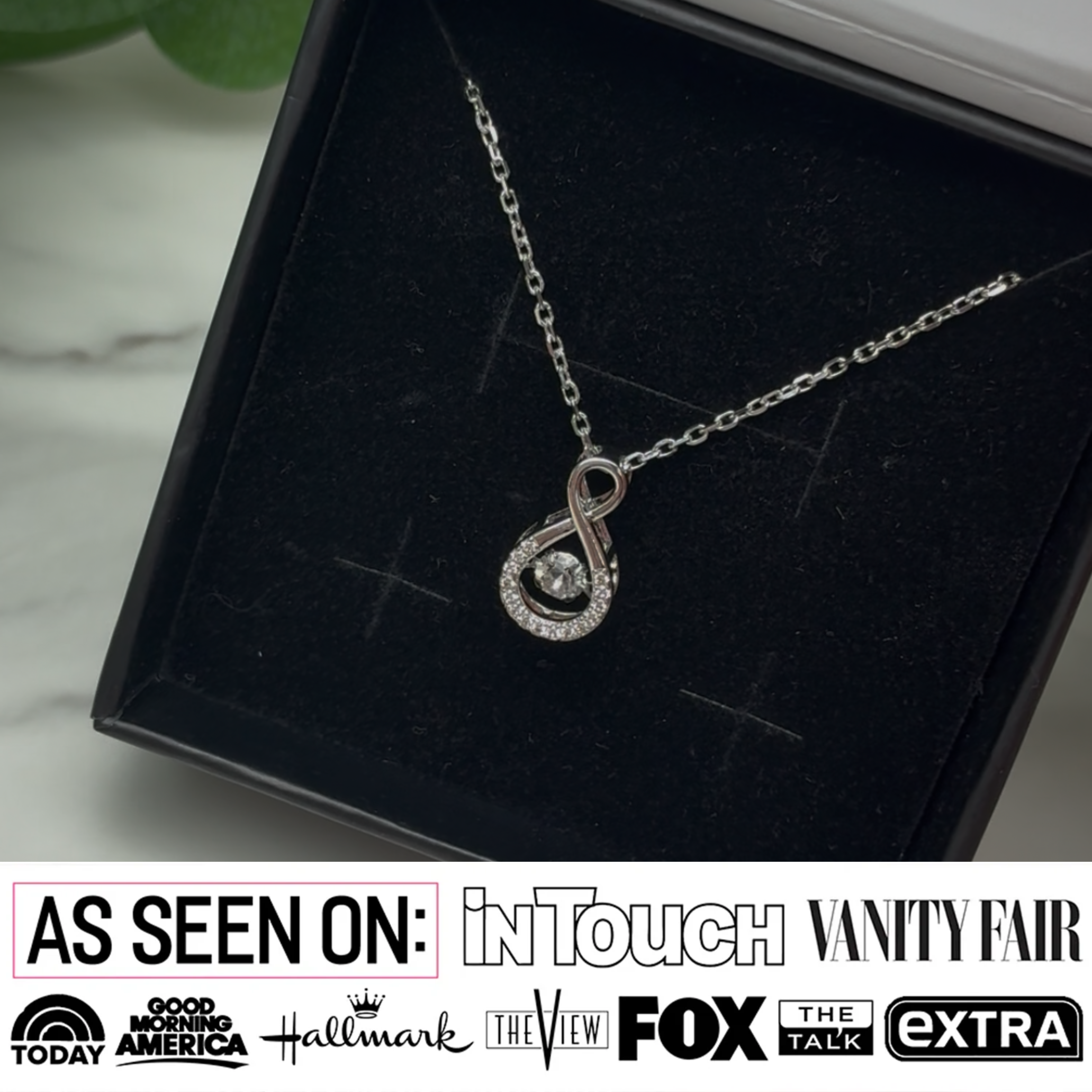 Martha 18k White Gold Plated Infinity Dancing Pendant Necklace with Swarovski Crystals