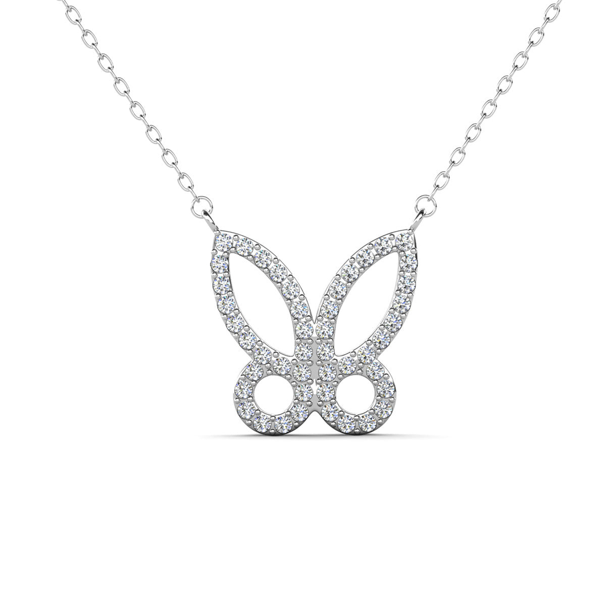 Maxine 18k White Gold Plated Butterfly Necklace with Swarovski Crystals