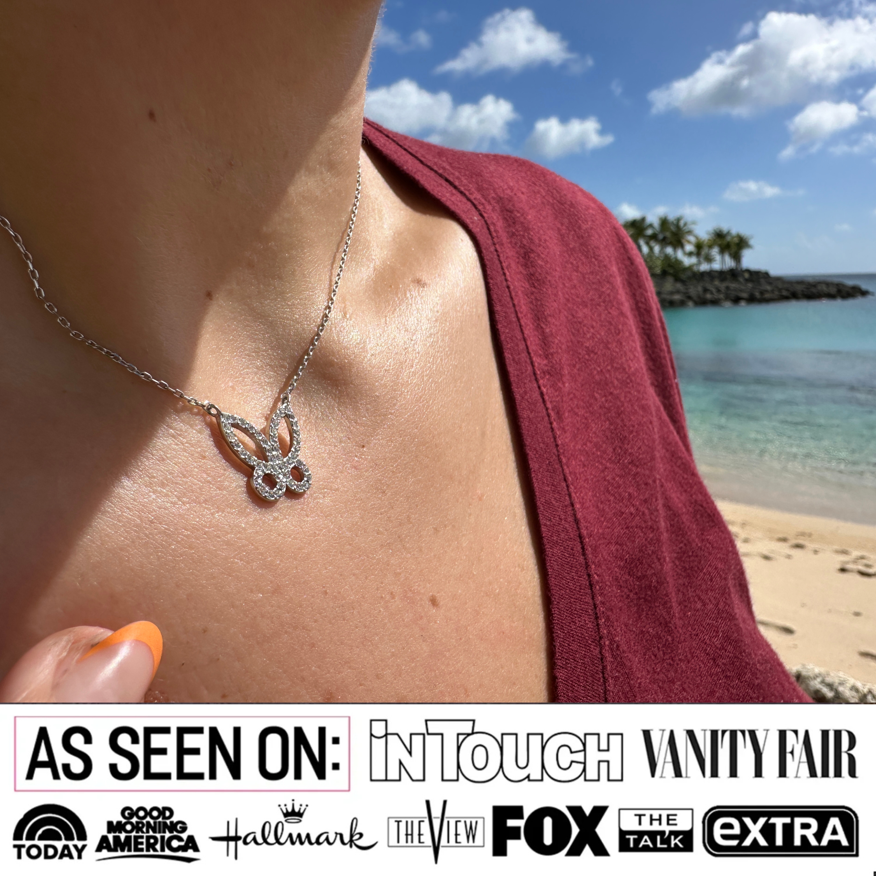 Maxine 18k White Gold Plated Butterfly Necklace with Swarovski Crystals