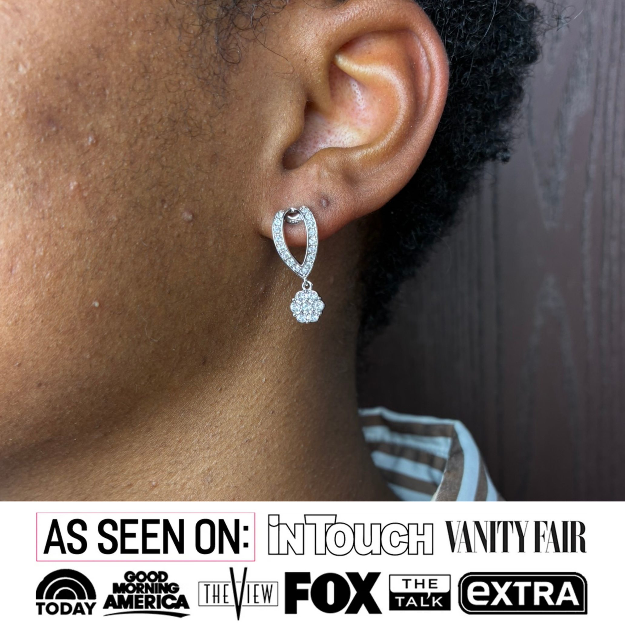 Megan 18k White Gold Plated Diamond Dangle Stud Earrings with Swarovski Crystals
