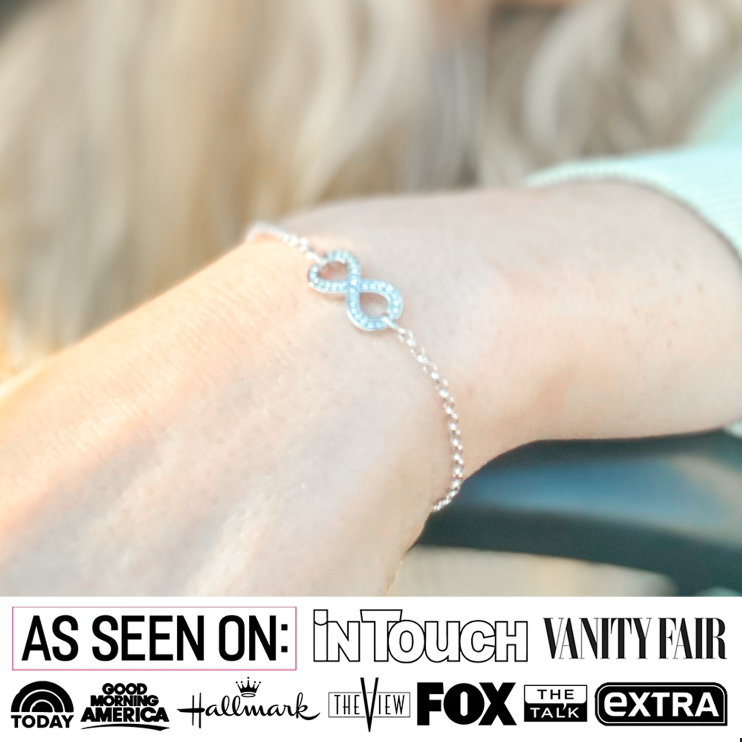 Morgan 18k White Gold Plated Infinity Bracelet with Swarovski Crystals