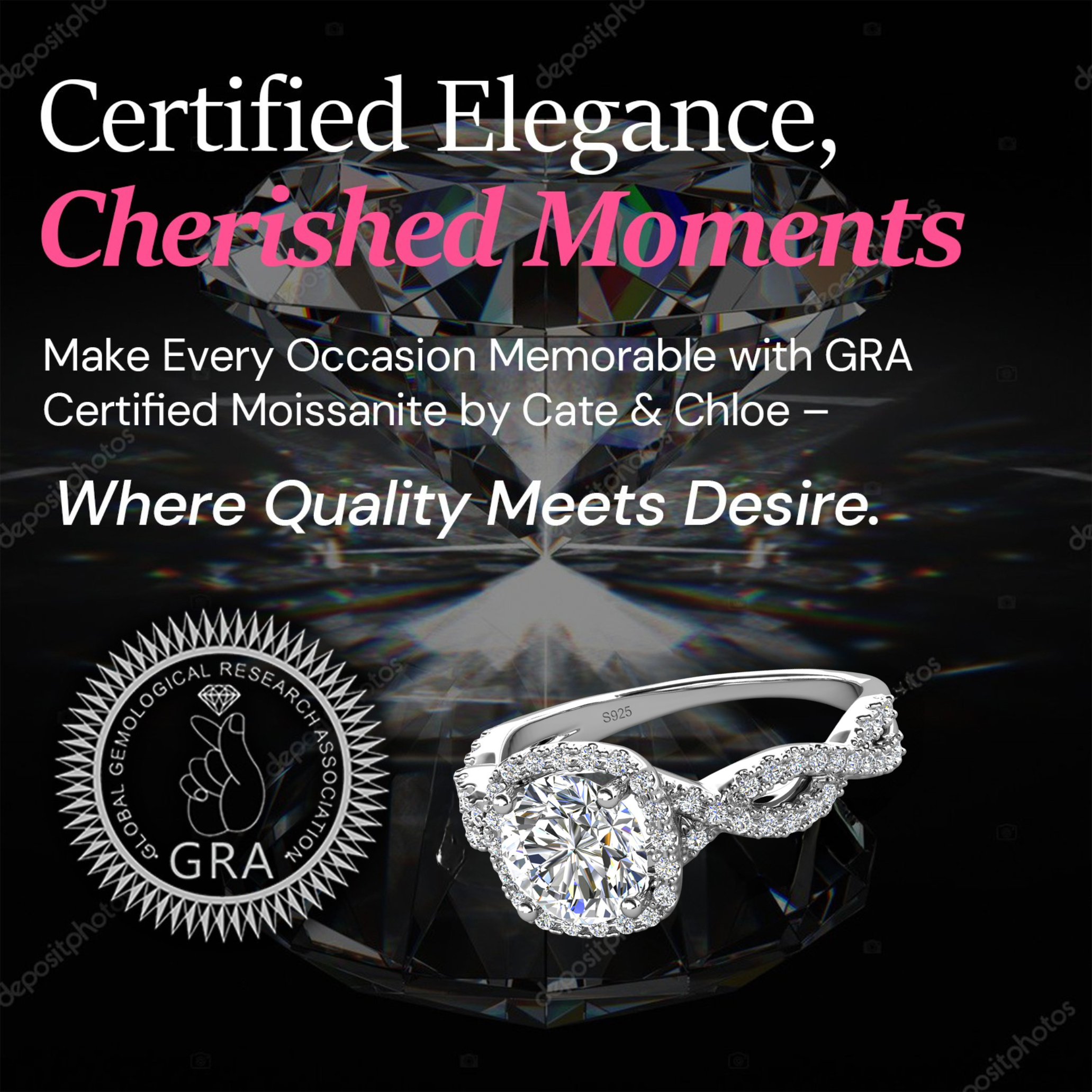 Moissanite by Cate & Chloe Octavia 1.15ctw Round Cut 925 Sterling Silver 18k White Gold Plated Forever Engagement Ring