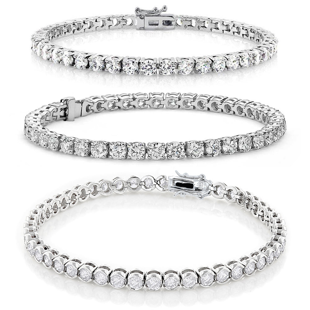 Olivia, Joelle, Kaylee White Gold Plated Tennis Bracelet for Women(3 Pair Set)