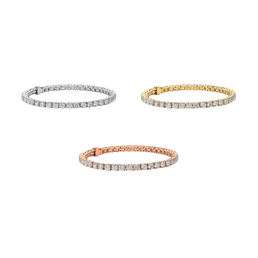 Olivia 18k Gold Plated Tennis Bracelet with Simulated Diamond Crystals (3 Pair Set)