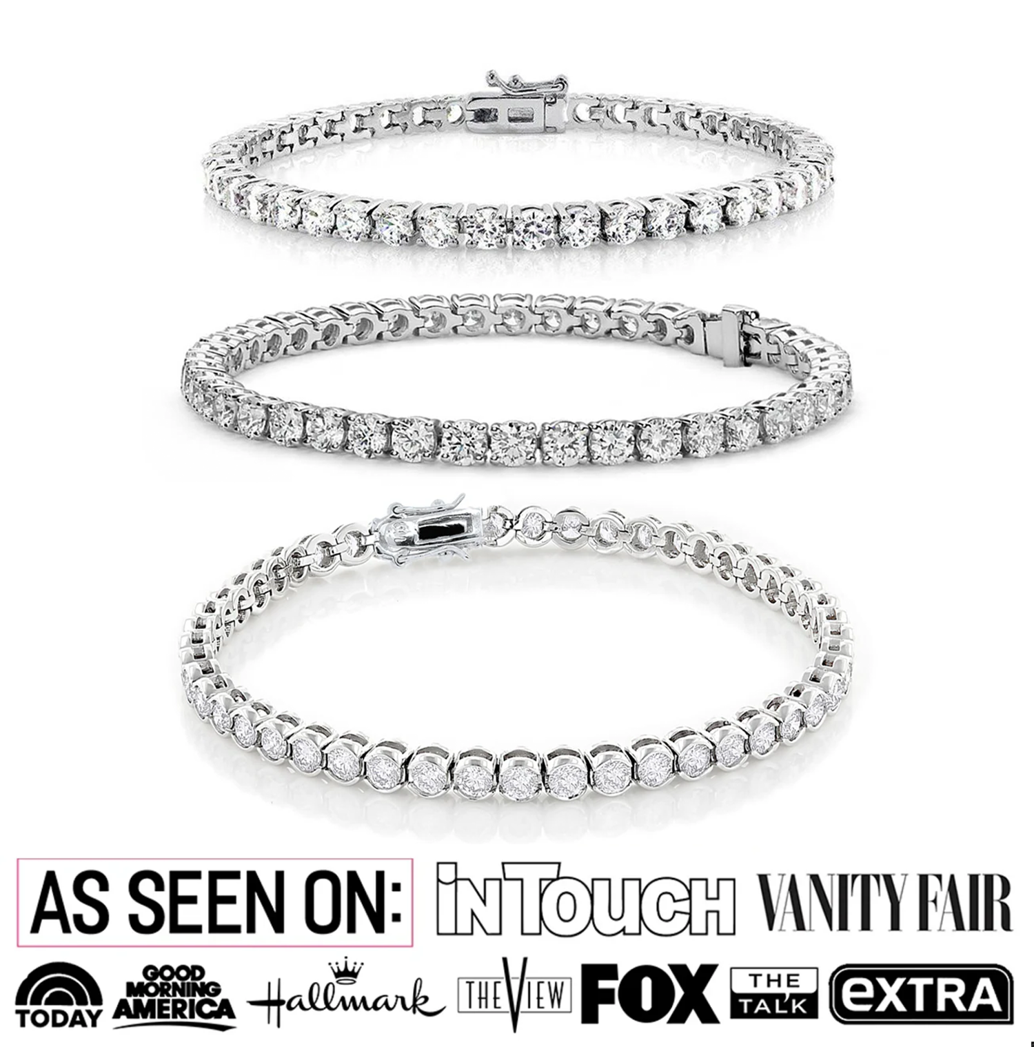 Olivia, Joelle, Kaylee White Gold Plated Tennis Bracelet for Women(3 Pair Set)