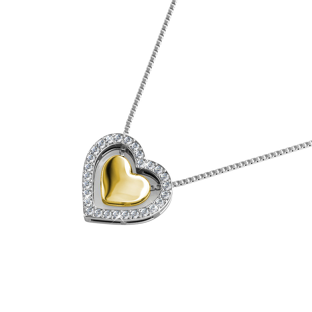 Susan 18k White Gold Plated Halo Heart Necklace with Swarovski Crystals