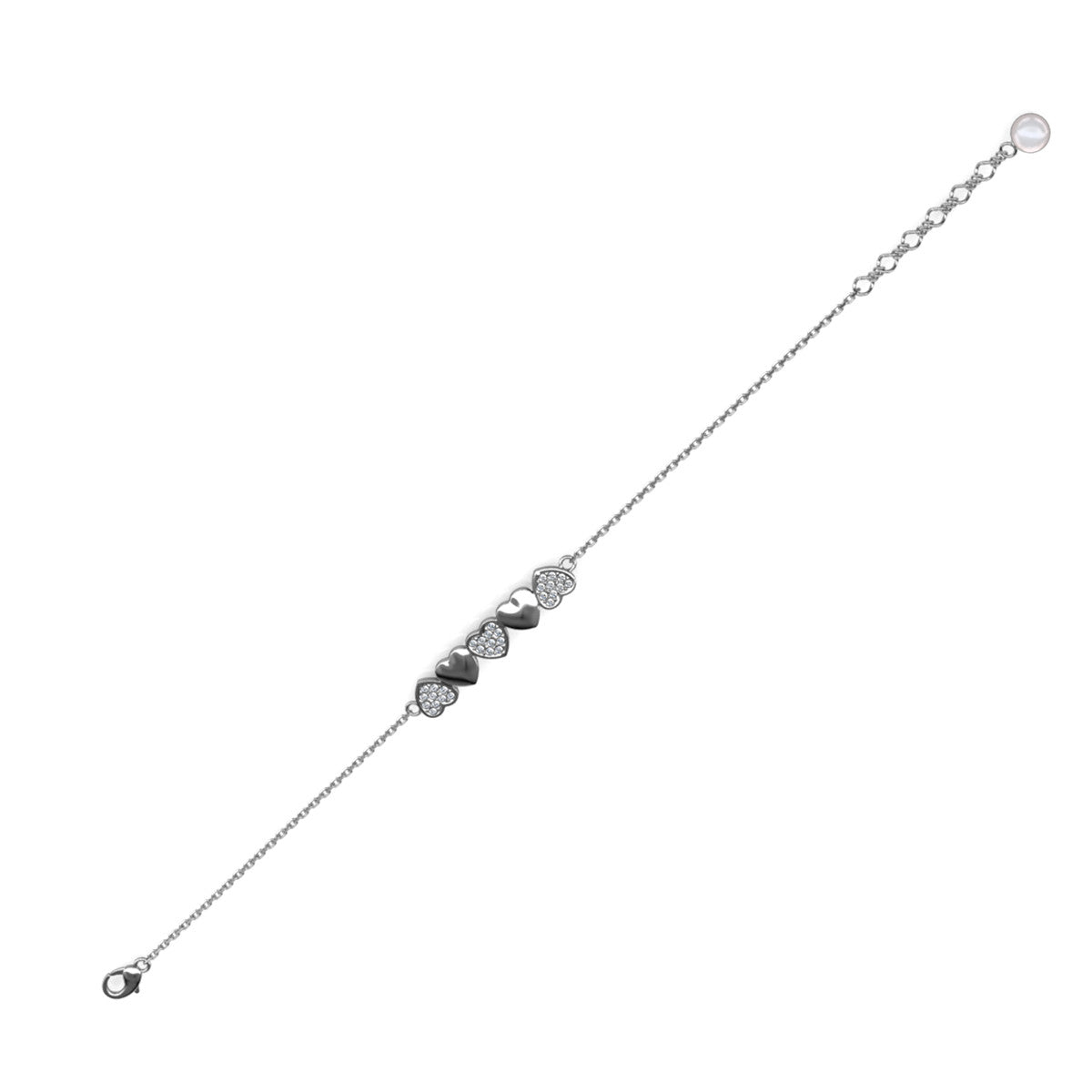 Juliette 18k White Gold Plated Heart Bracelet with Swarovski Crystals