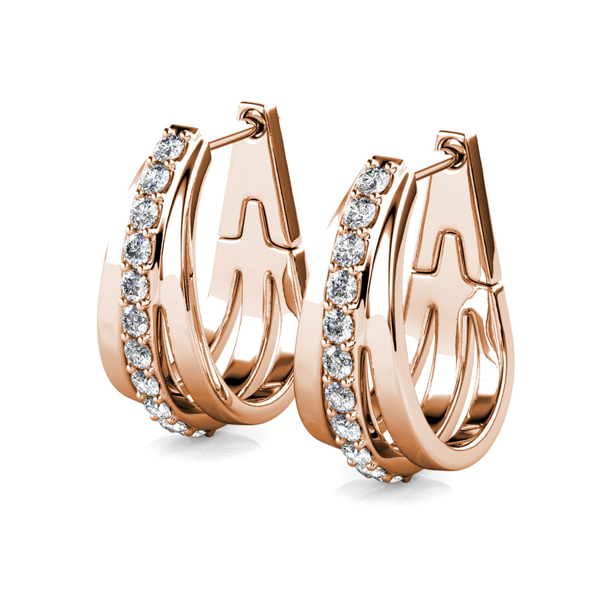 Bella 18k White Gold Plated 17mm Hoop Earrings with Swarovski Crystals