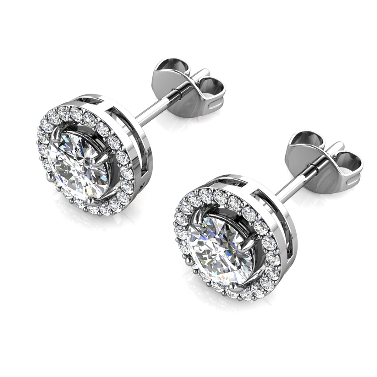 Moissanite by Cate & Chloe Kailani 18k Gold Plated 925 Sterling Silver Stud Earrings 1.18tcw