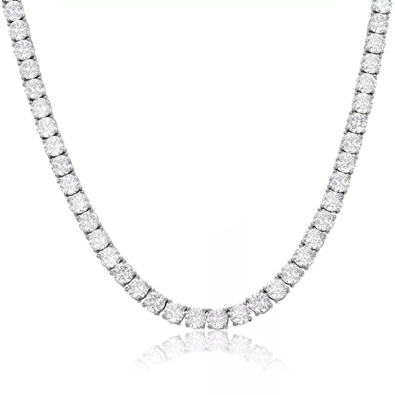 Priscilla 18k White Gold Plated Tennis Necklace with Simulated Diamond Crystals