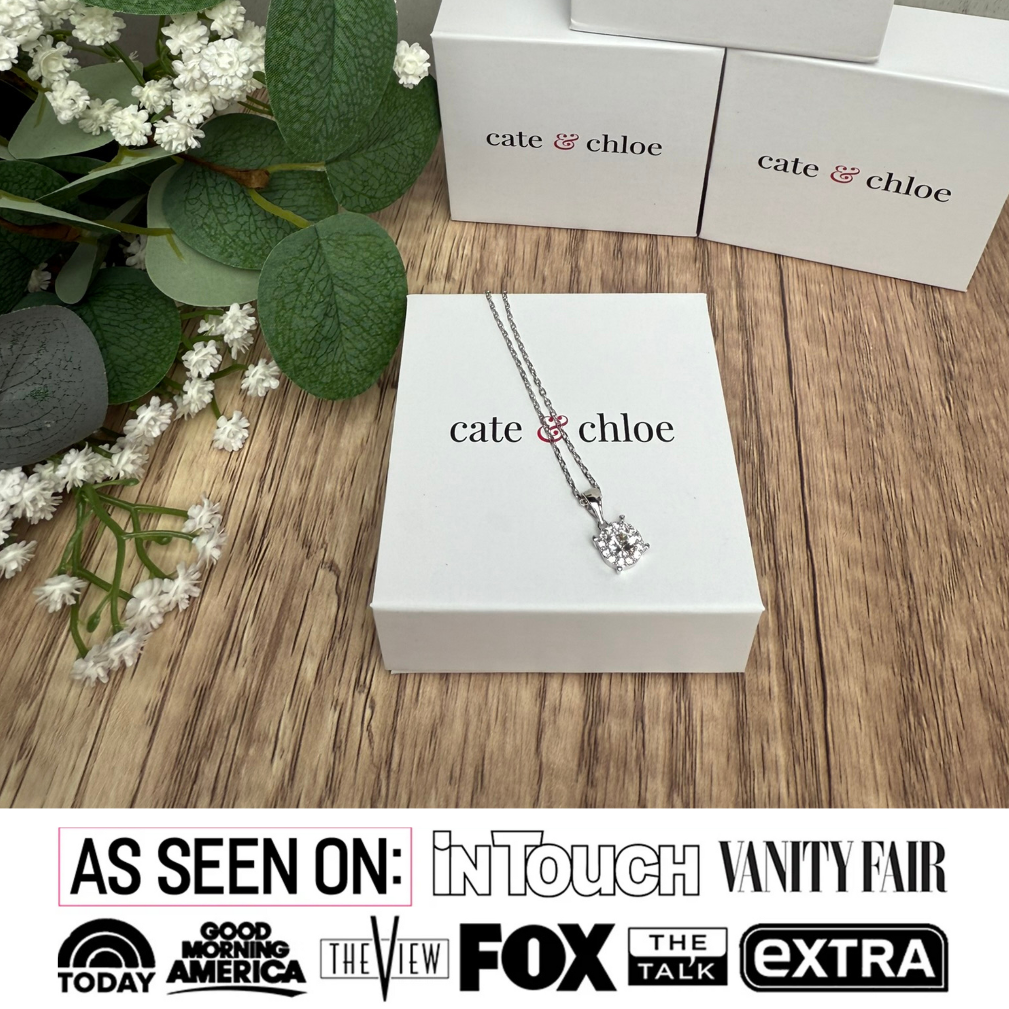 Raylee 18k White Gold Plated Halo Pendant Necklace with Swarovski Crystals