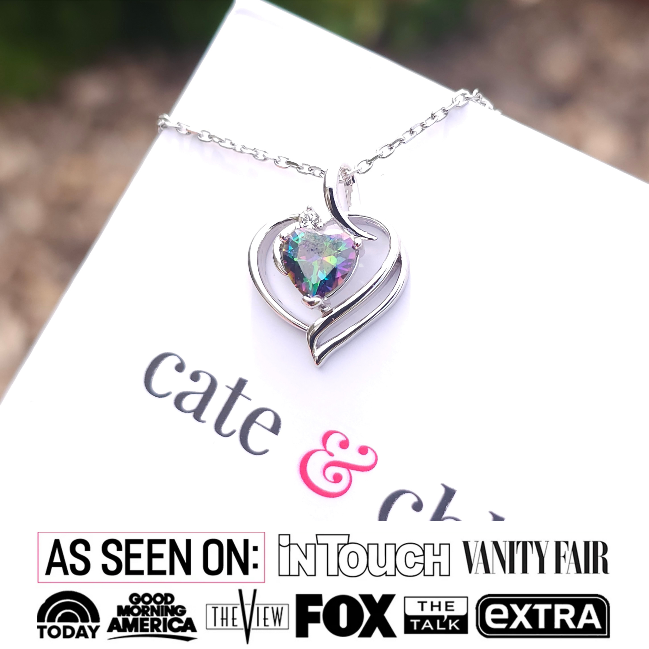 Regina 18k White Gold Plated Blue Heart Necklace with Swarovski Crystals