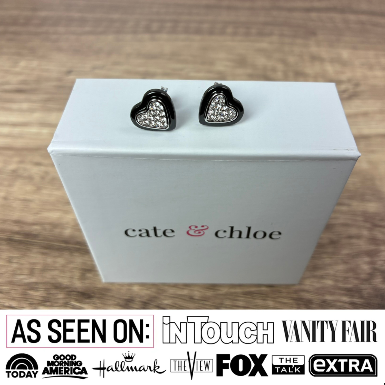 Rory 18k White Gold Plated Heart Halo Stud Earrings with Swarovski Crystals