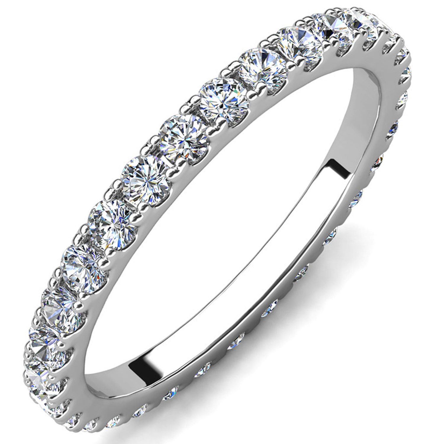 Moissanite by Cate & Chloe Sadie 0.9tcw Round Cut 925 Sterling Silver 18k White Gold Plated Wedding Band