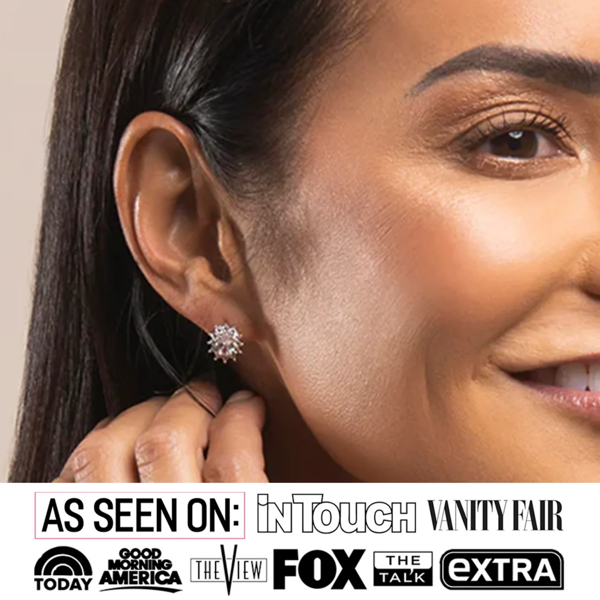 Sage 18k White Gold Plated Stud Earrings with Oval Cut Simulated Diamond Crystals