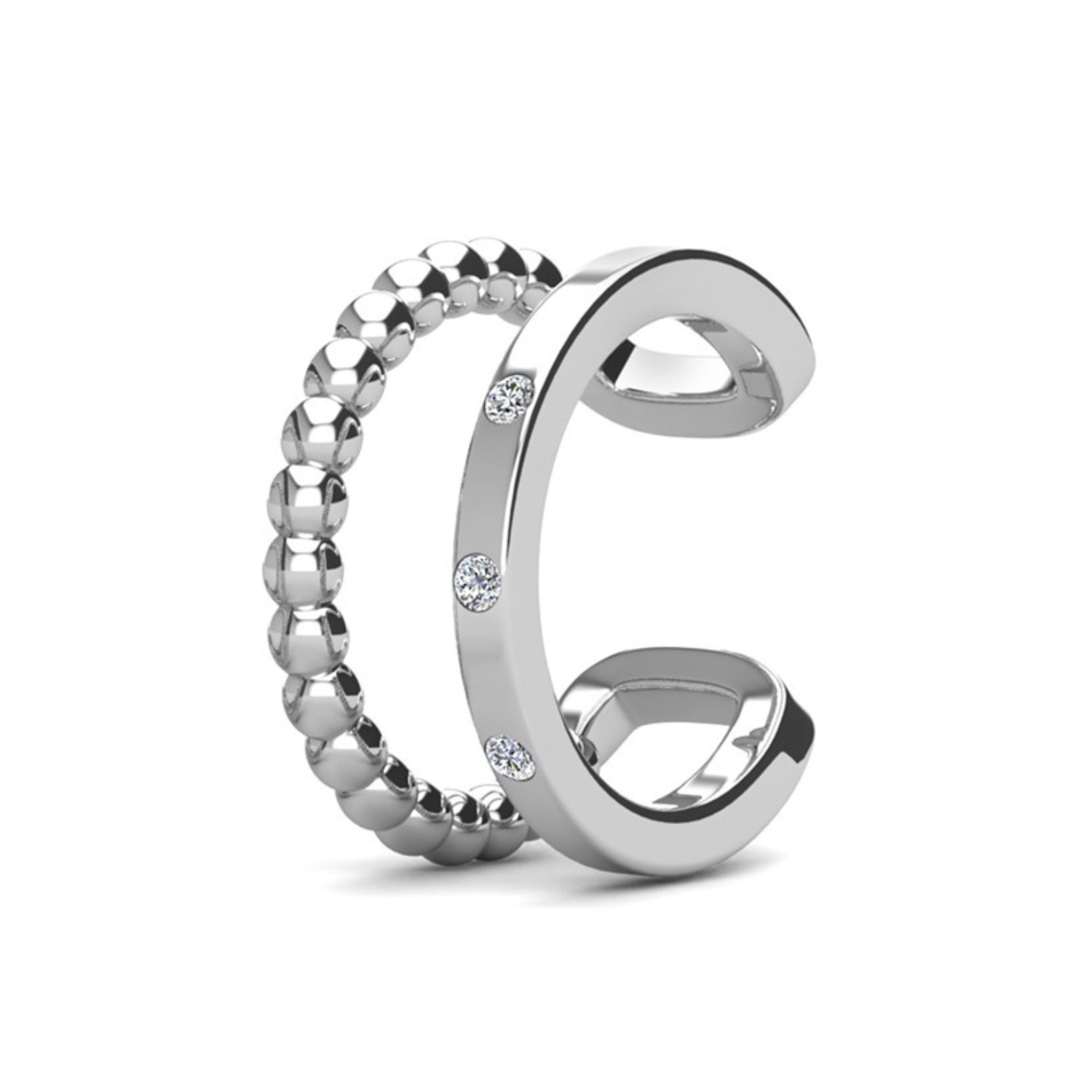 Sasha 18k White Gold Plated 10mm Hoop Ear Cuff with Swarovski Crystals