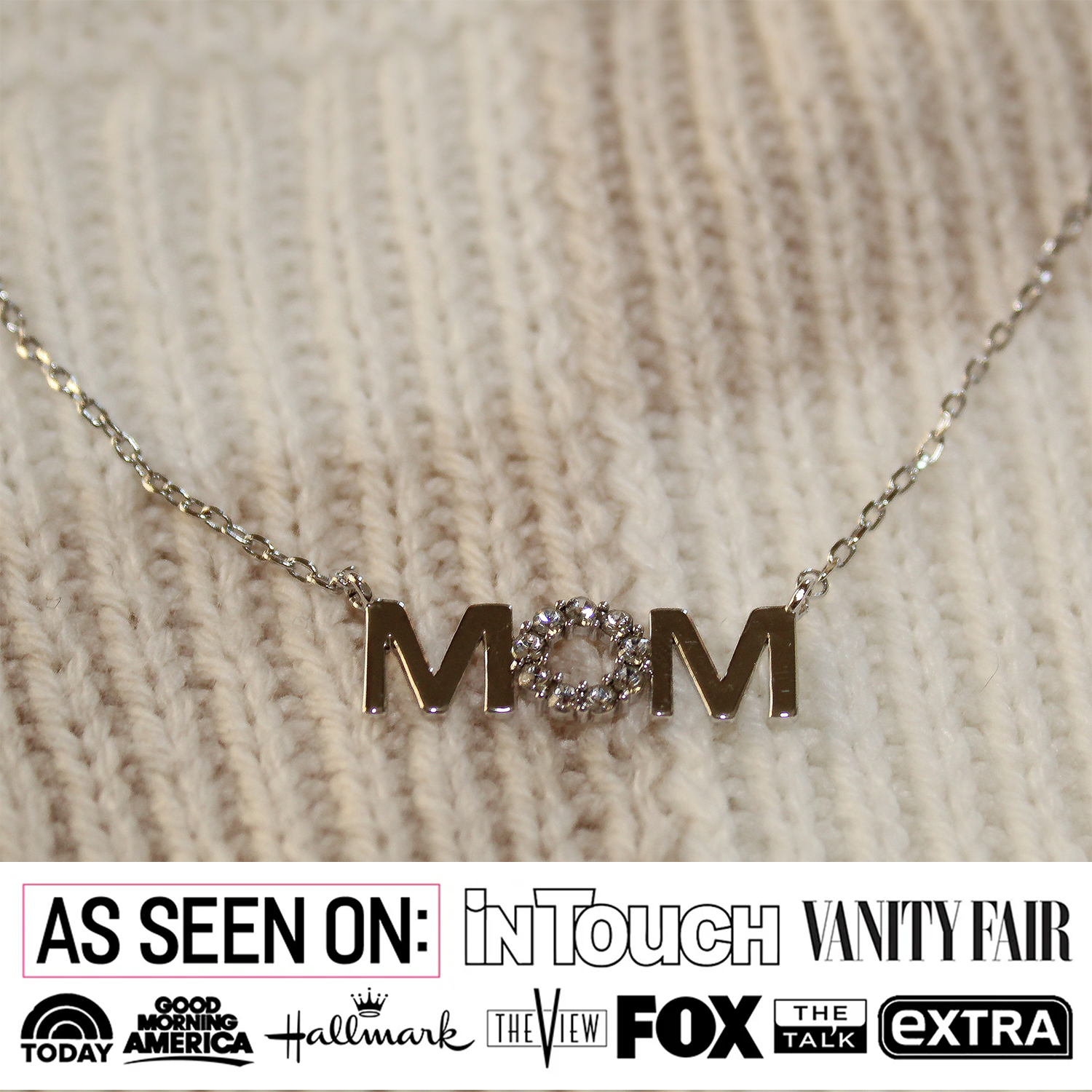 Savannah 18k White Gold Plated Mom Necklace with Swarovski Crystals