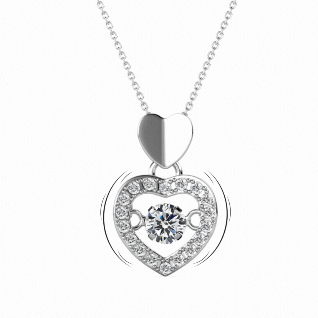 Shelby 18k White Gold Plated Heart Dancing Necklace with Swarovski Crystals
