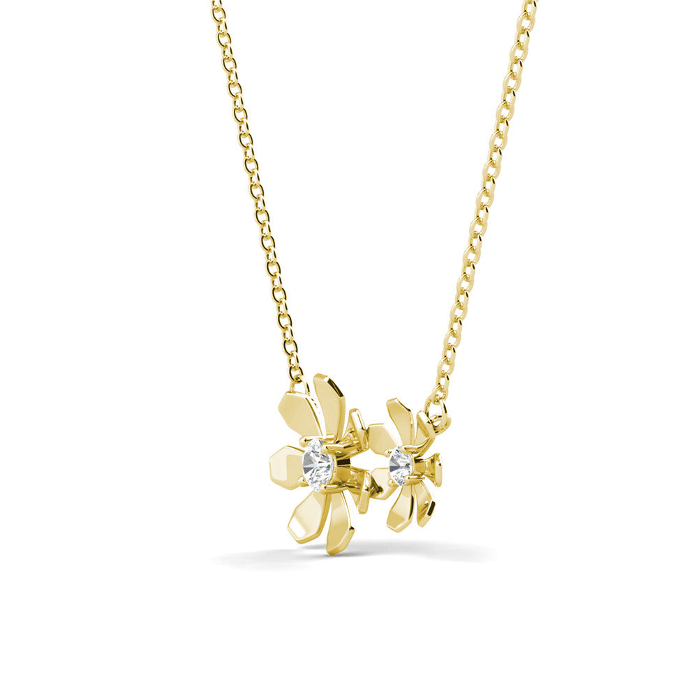 Daisy 18k White Gold Plated Flower Necklace with Swarovski Crystals