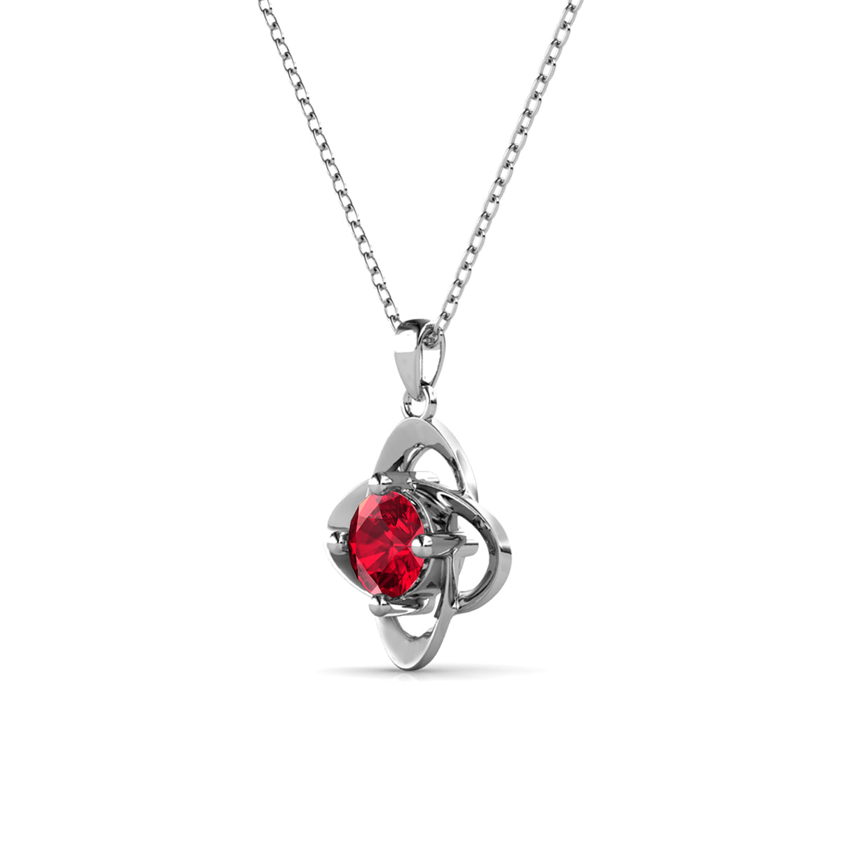 Infinity January Garnet Birthstone Necklace with Swarovski Crystal in 18K White Gold Plating