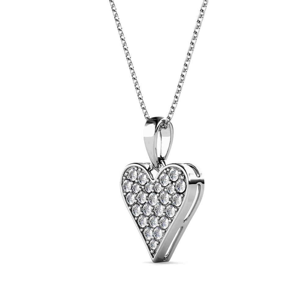 Cecilia 18k White Gold Plated Heart Pendant Necklace with Swarovski Crystals