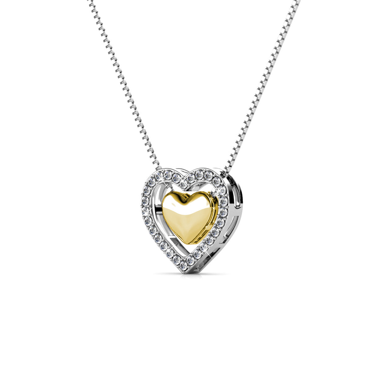 Susan 18k White Gold Plated Halo Heart Necklace with Swarovski Crystals