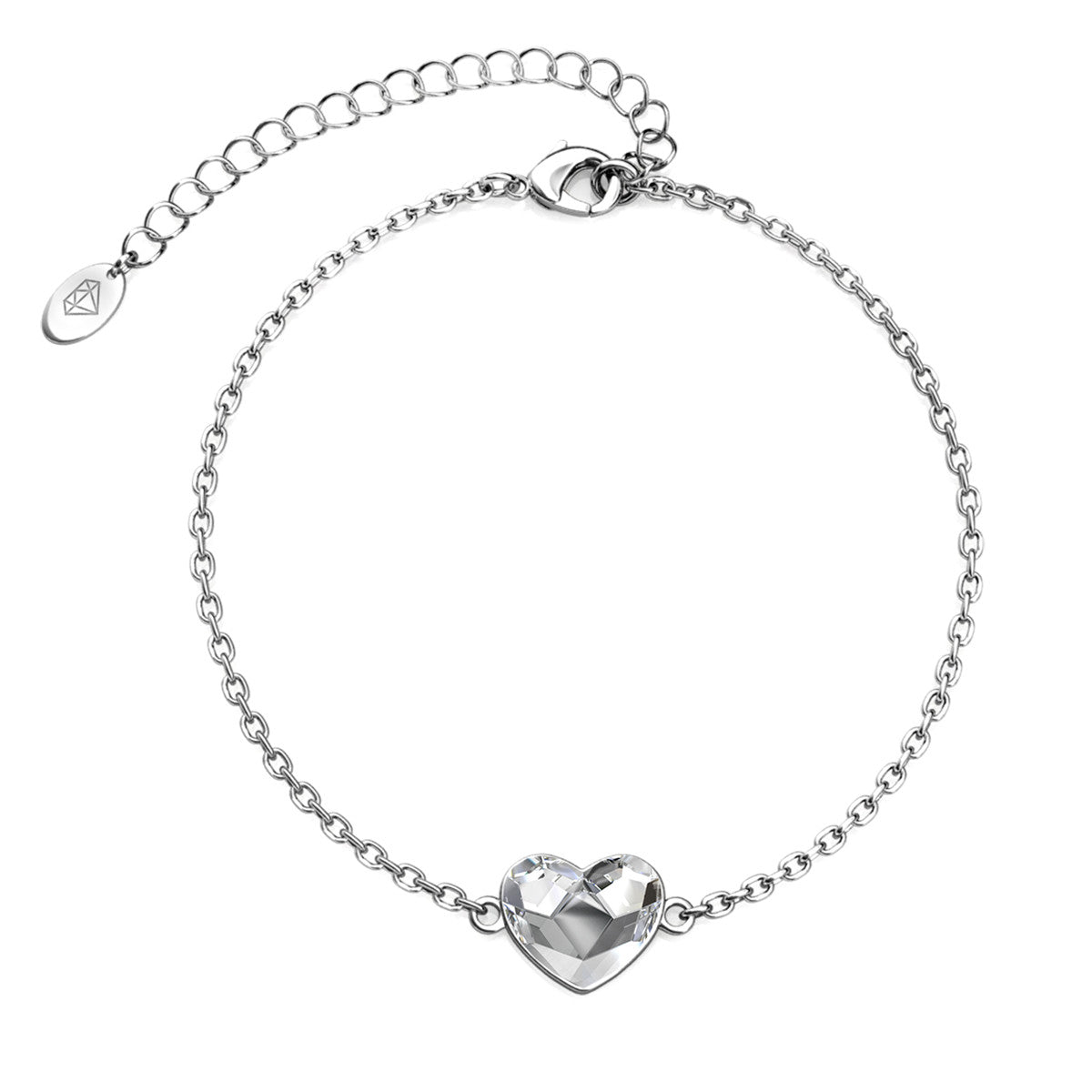 Violet 18k White Gold Plated Heart Bracelet with Swarovski Crystal