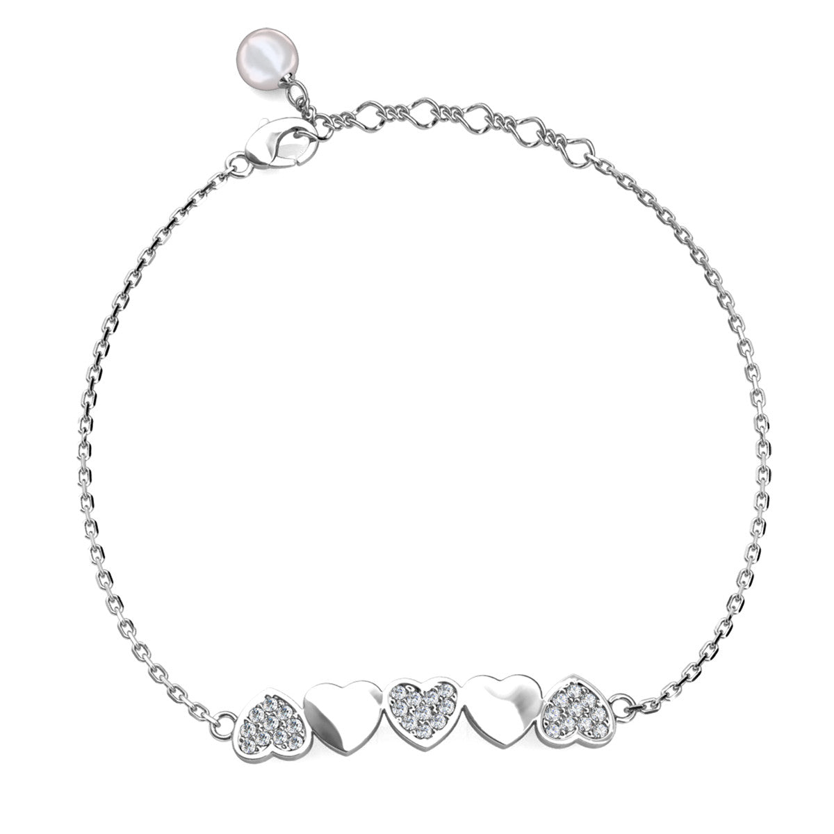 Juliette 18k White Gold Plated Heart Bracelet with Swarovski Crystals