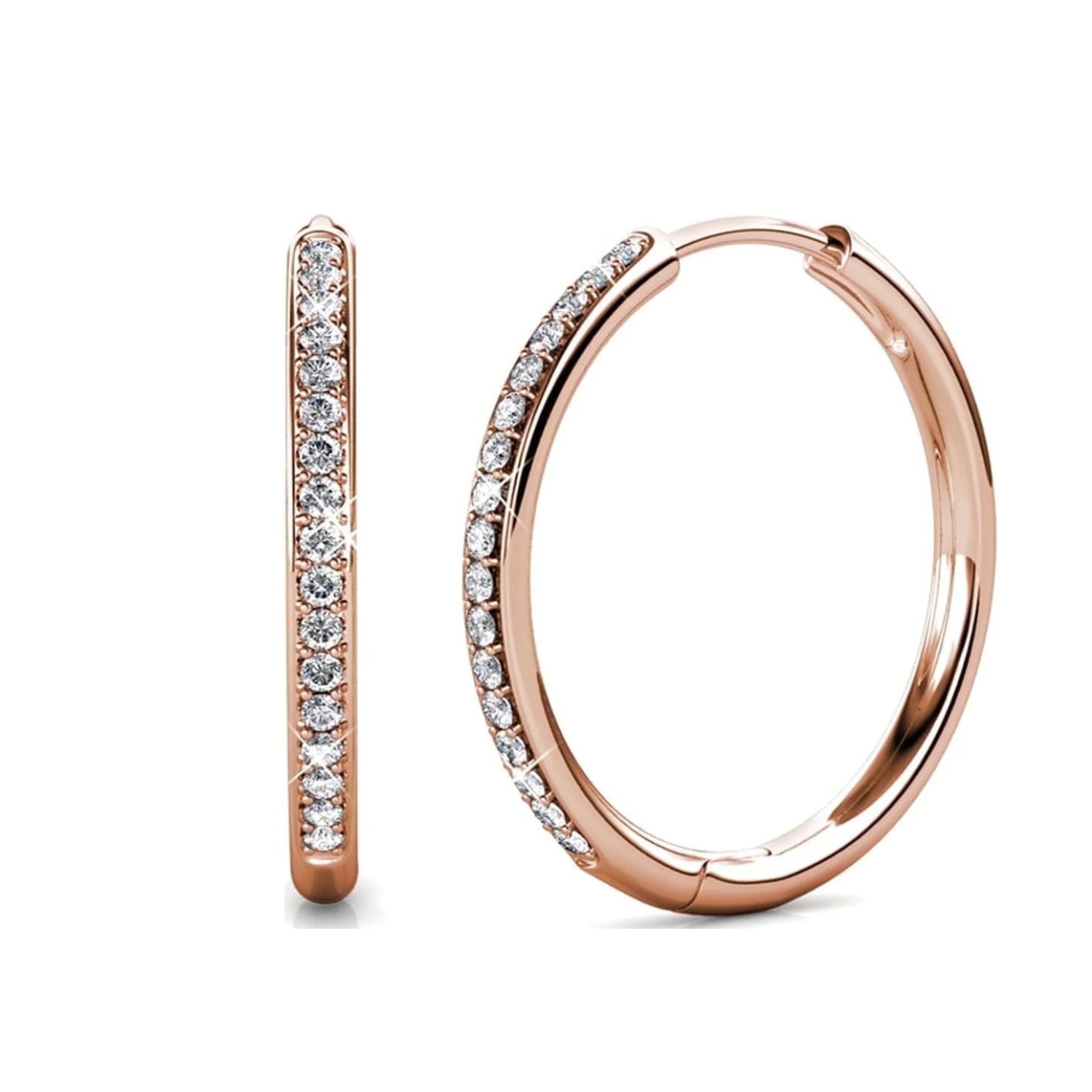 Bianca 18k White Gold Plated 25mm Silver Hoop Earrings with Swarovski Crystals