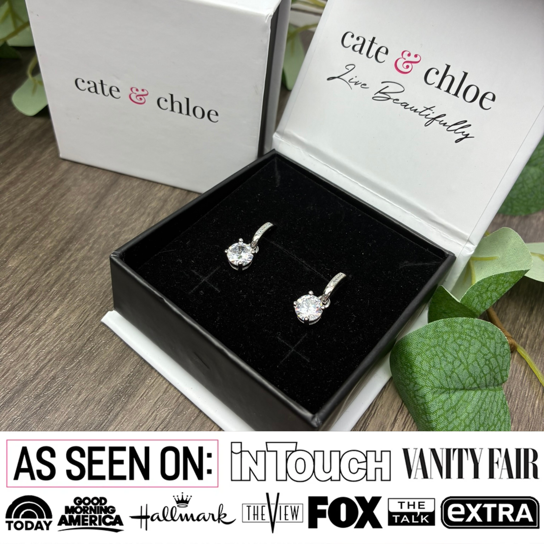 Valerie 18k White Gold Plated Drop Earrings with Simulated Diamond Crystals