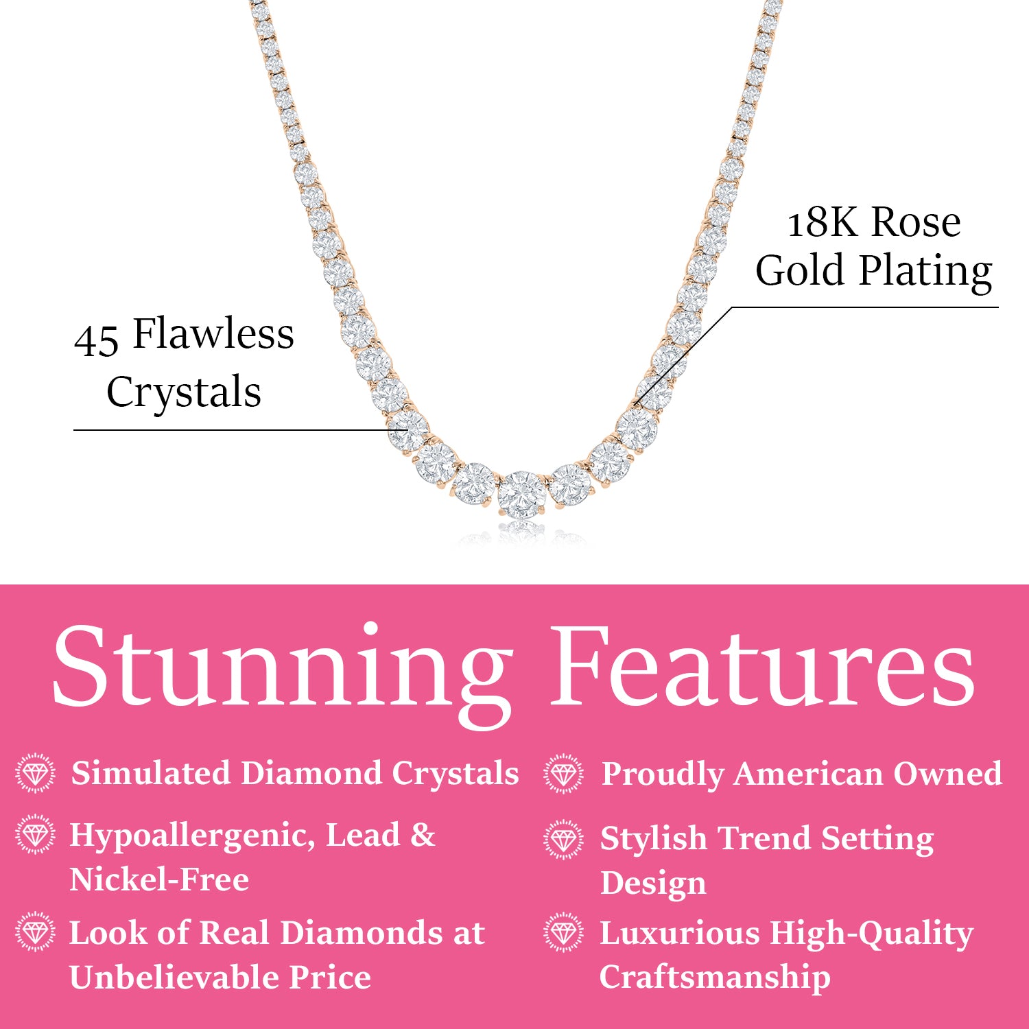 Whitney 18k White Gold Plated Necklace with Simulated Diamond Crystals