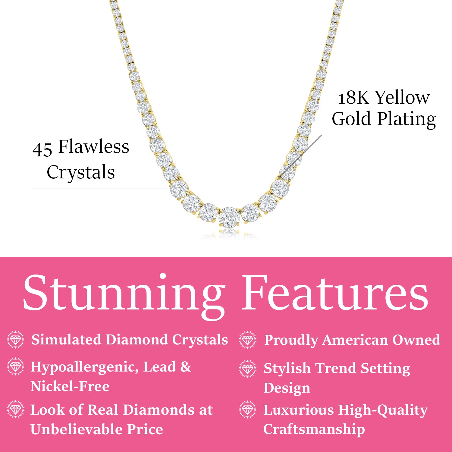 Whitney 18k White Gold Plated Necklace with Simulated Diamond Crystals