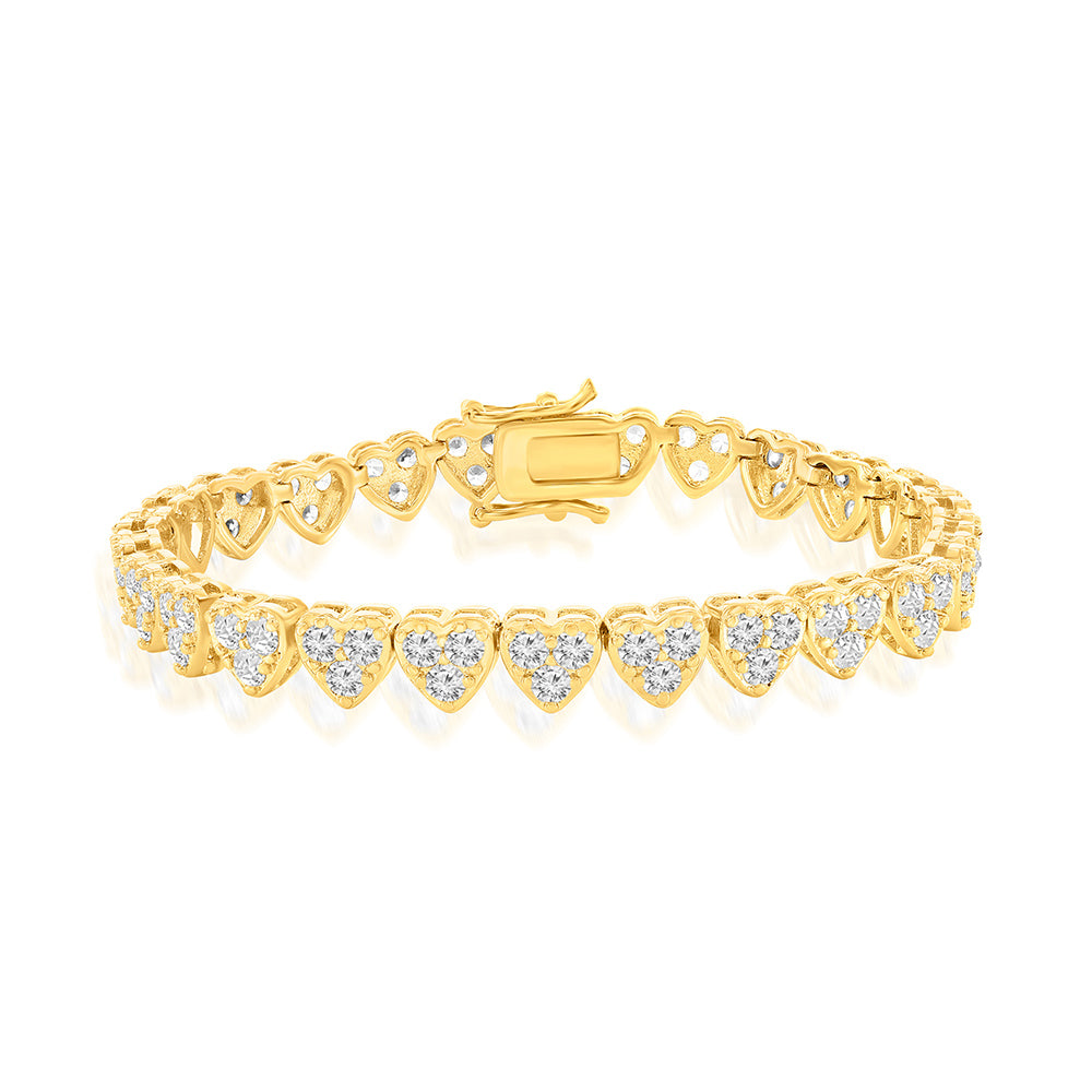 Donna 18k White Gold Plated Silver Heart Bracelet with Simulated Diamond Crystals