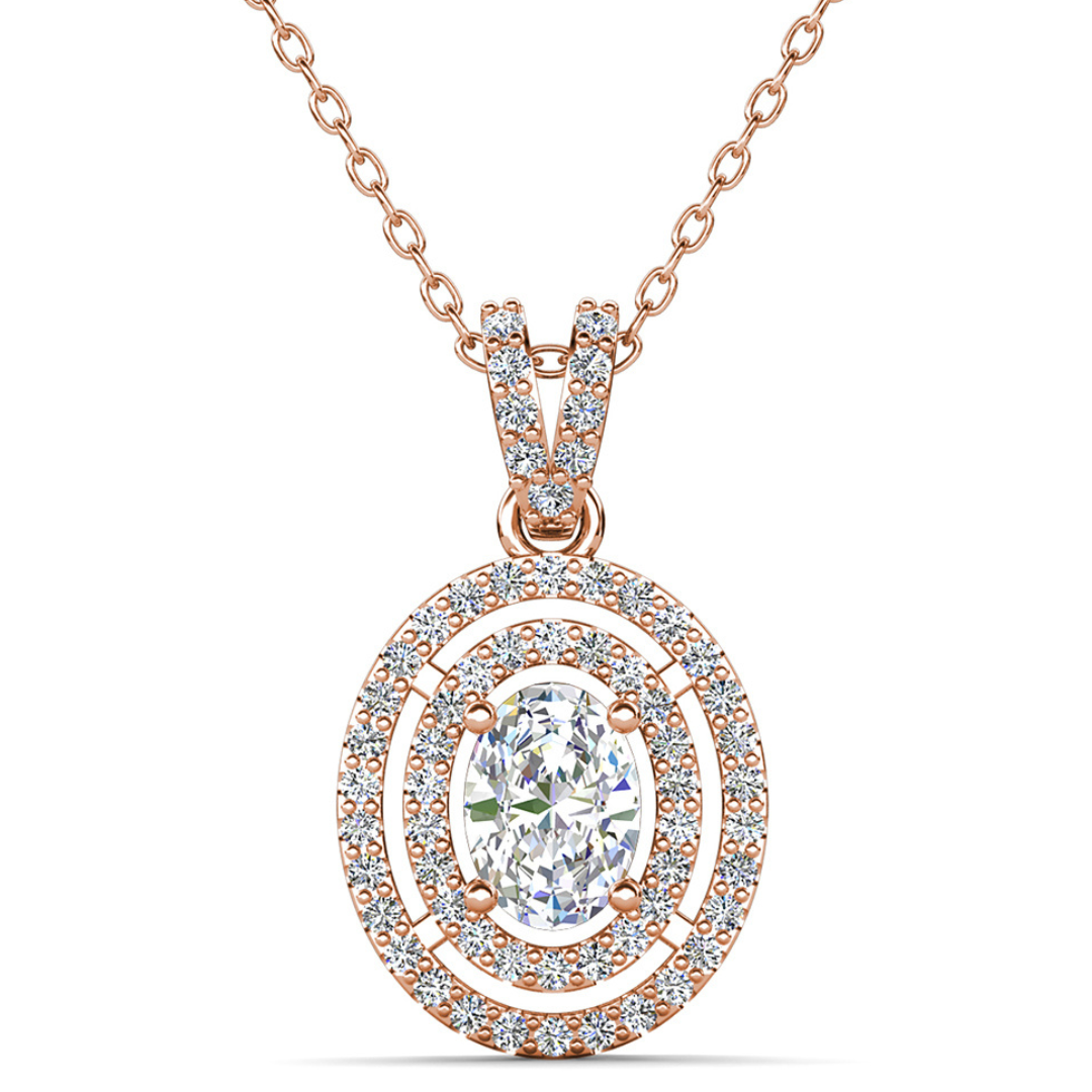 Zelda 18k White Gold Plated Pendant Necklace with Simulated Diamond Crystals