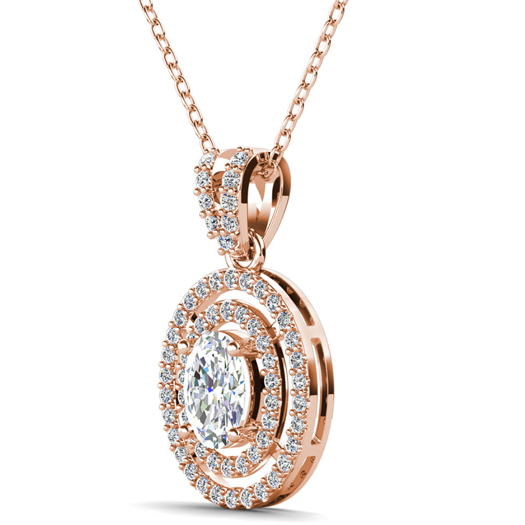 Zelda 18k White Gold Plated Pendant Necklace with Simulated Diamond Crystals